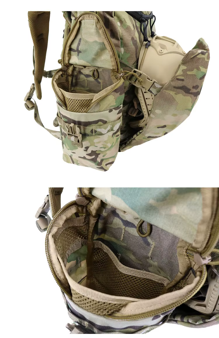 Bolsa táctica Molle vista lateral con organización