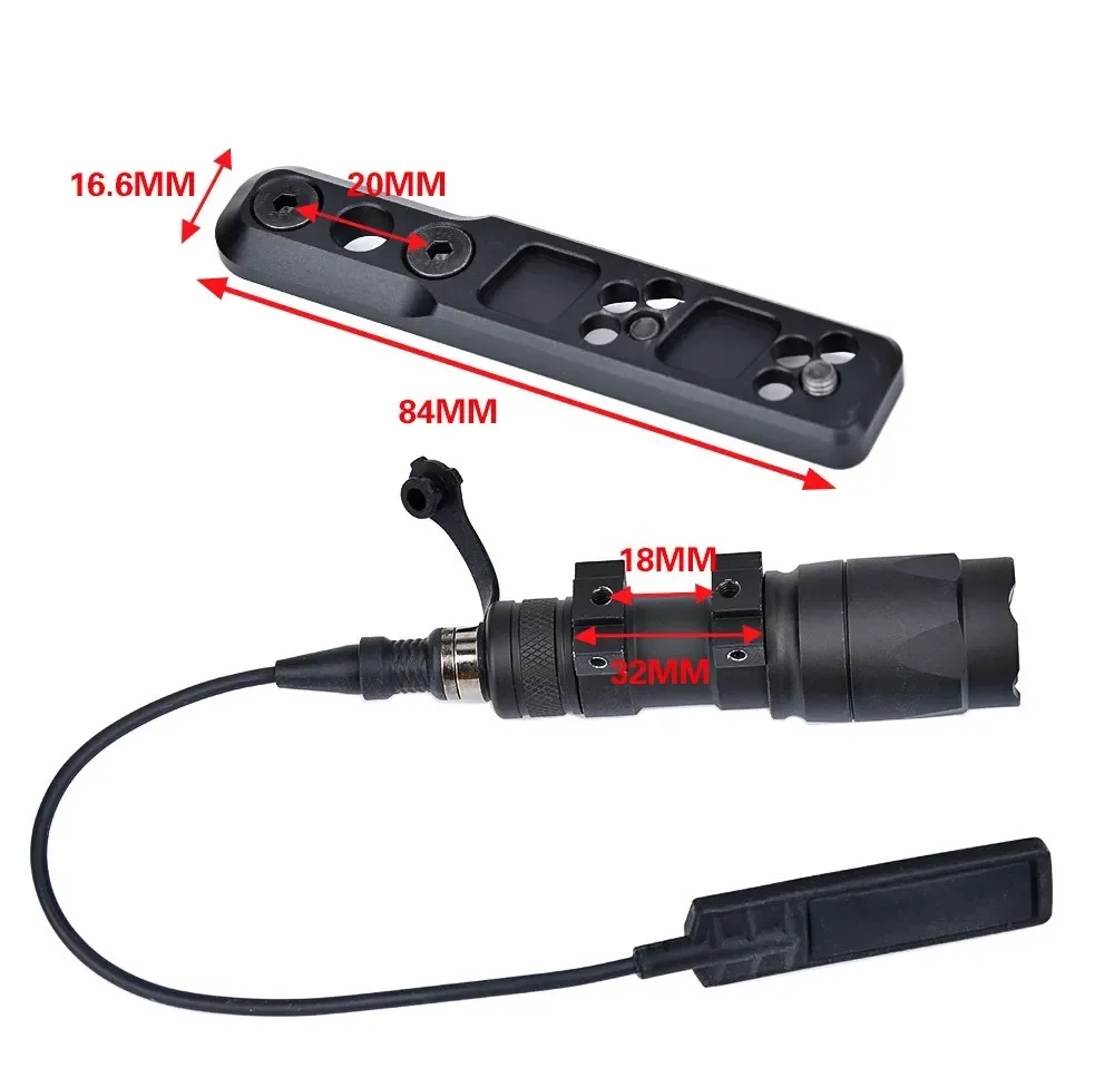 WADSN-linterna táctica M300 M600 Airsoft M600C M300A, Arma de caza, Mini Scout Light KeyMod m-lok Mount Rail Offset Mount - imagen 4