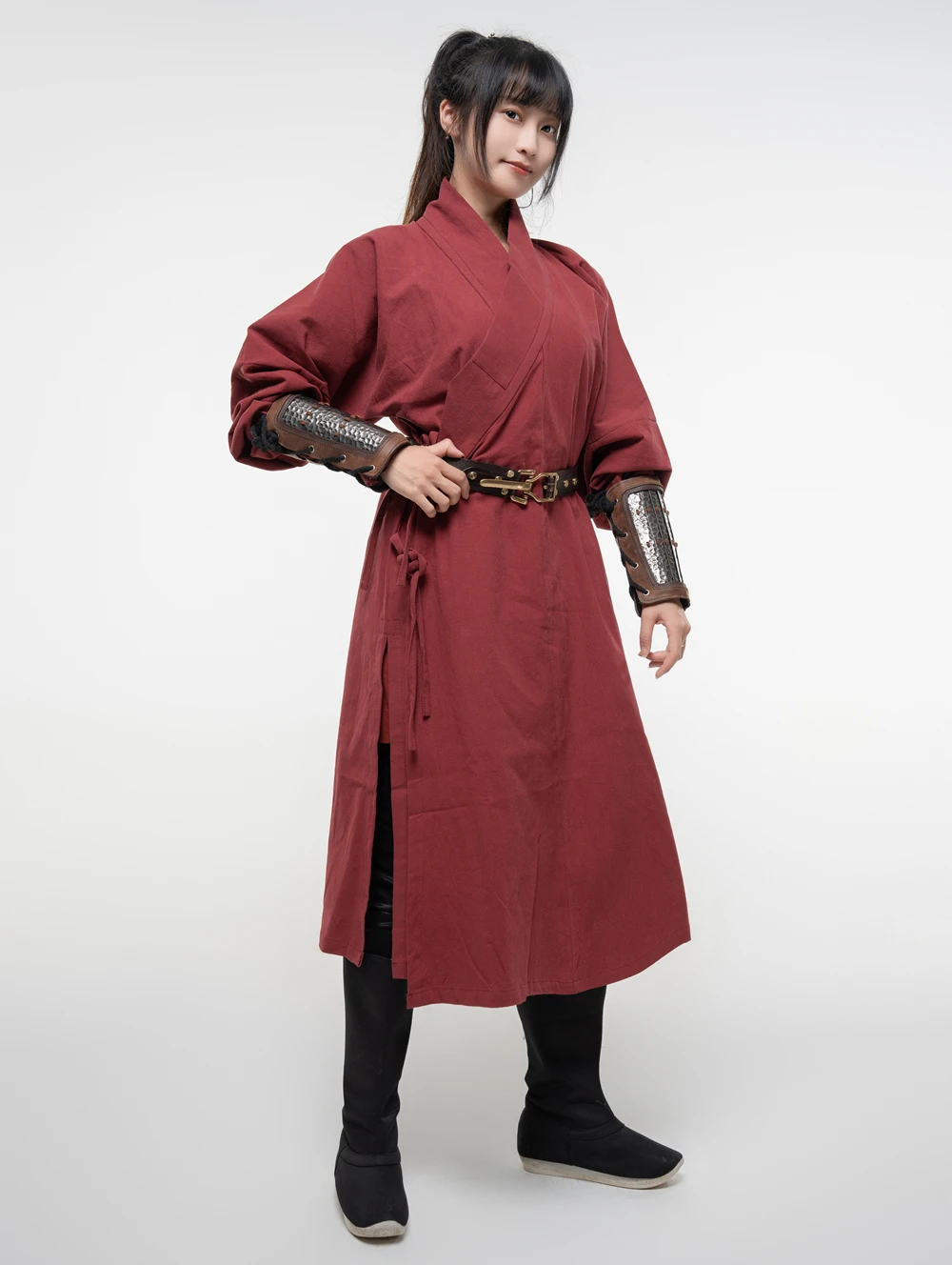 Bata forrada de algodón para exteriores, armadura Hanfu forrada de manga estrecha, táctica Vintage - imagen 2