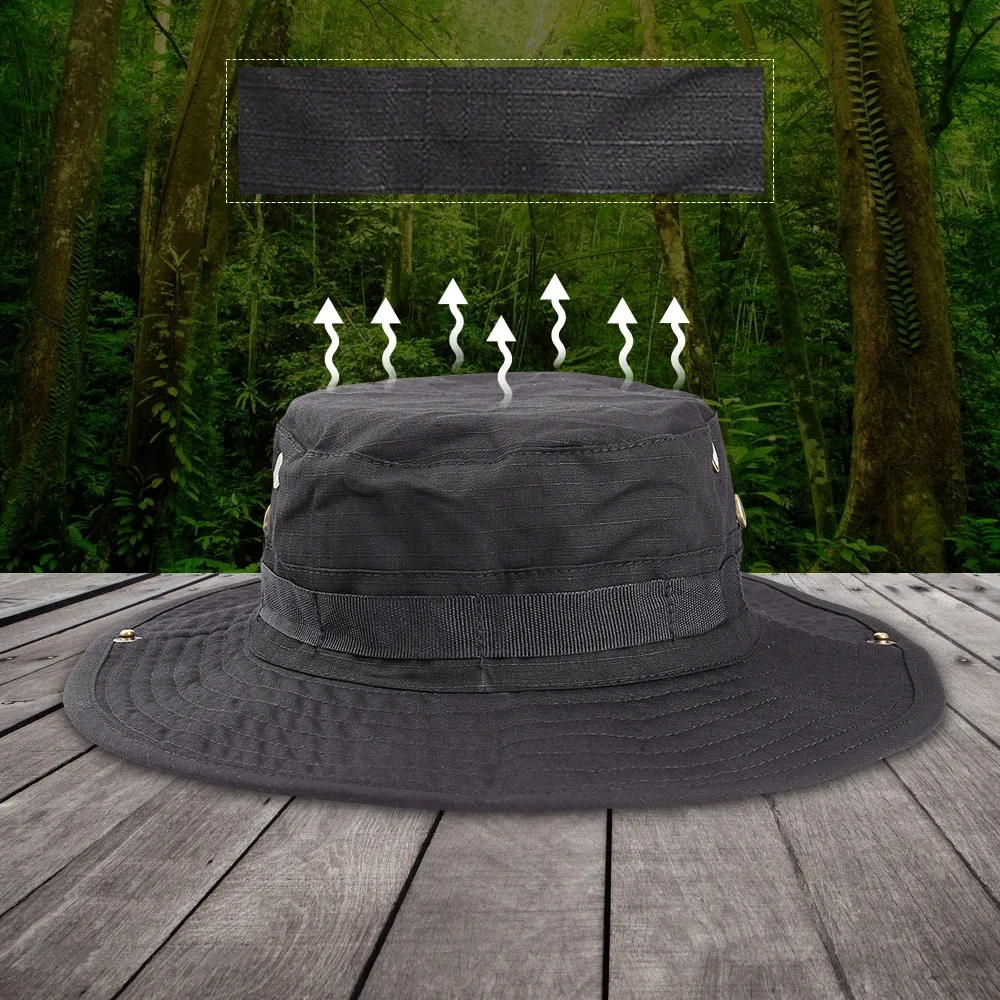 Gorra de pesca para deportes al aire libre, viseras de protección solar, sombrero de cubo para acampar, militar, Airsoft, ciclismo, táctico, Bob, ala ancha, Bonnie para hombres - imagen 5