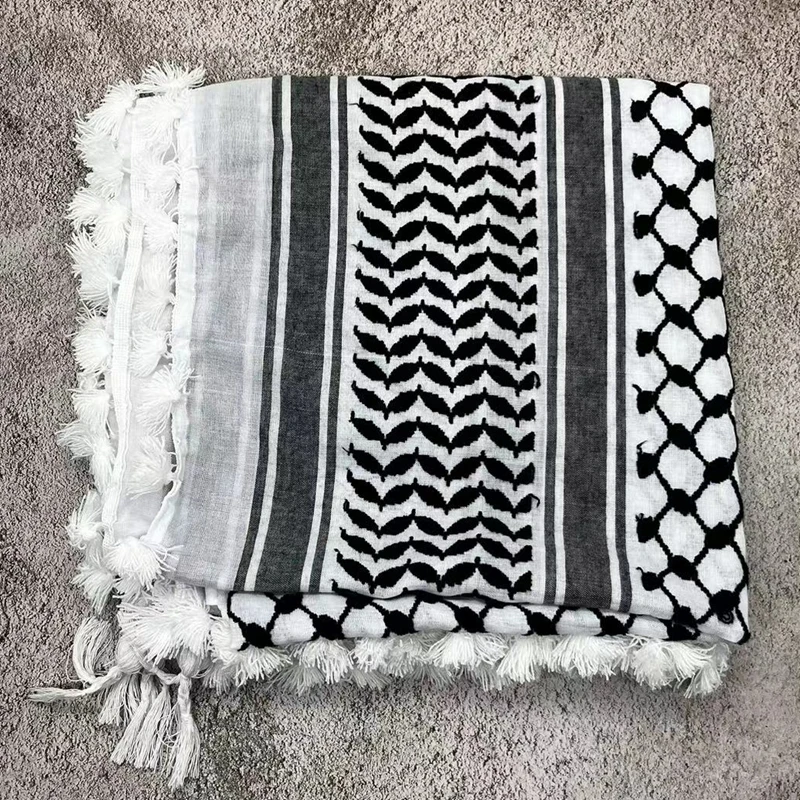 Actividades al aire libre, turismo, camping, bufanda tejida con borlas, bufanda árabe Shemagh Keffiyeh, bufanda CS, bufanda para senderismo en el desierto, foulard moto - imagen 4
