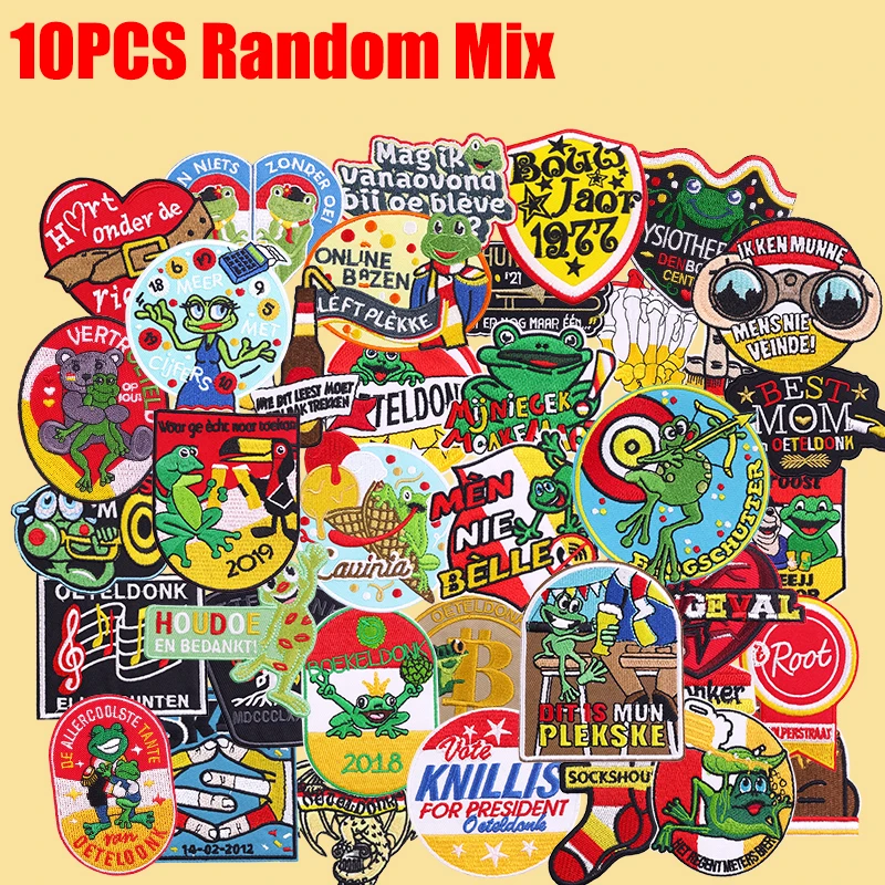 10 Uds. Parches bordados con emblema Oeteldonk de Carnaval de Países Bajos de mezcla aleatoria para ropa DIY parches para planchar para ropa insignia para coser - imagen 4