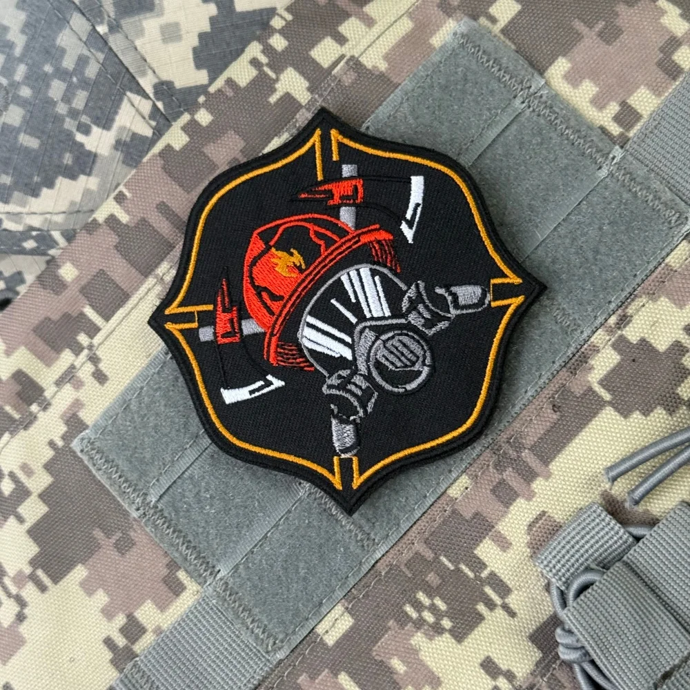 Chevron bombero táctico moral militar apliques personalizados parches de gancho y bucle bordados para ropa mochila pegatina