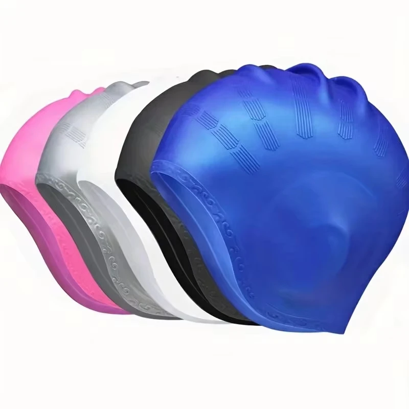 Gorro de natación de silicona duradero que protege el cabello largo y proporciona alta elasticidad con bolsillos para las orejas para adultos y adolescentes - imagen 2