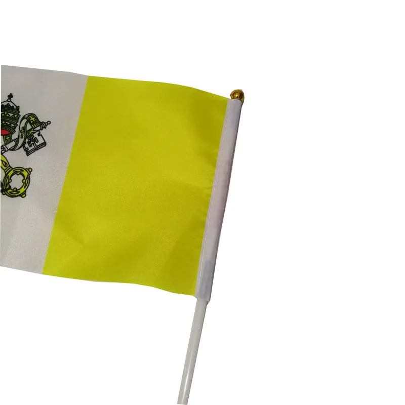 10 unids/lote banderas onduladas a mano del Vaticano 14x21cm bandera de la ciudad del Vaticano al por mayor - imagen 4