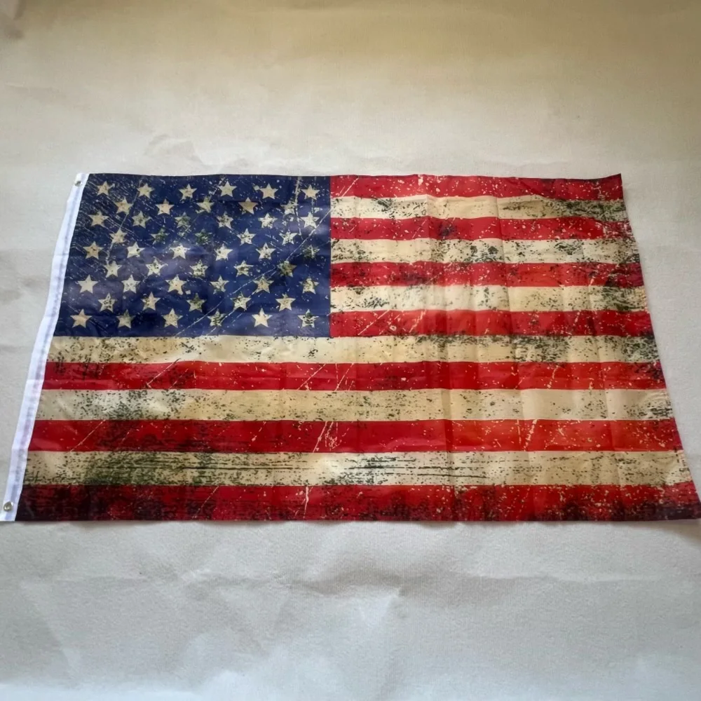 YIXIN bandera americana vintage de poliéster teñido viejo