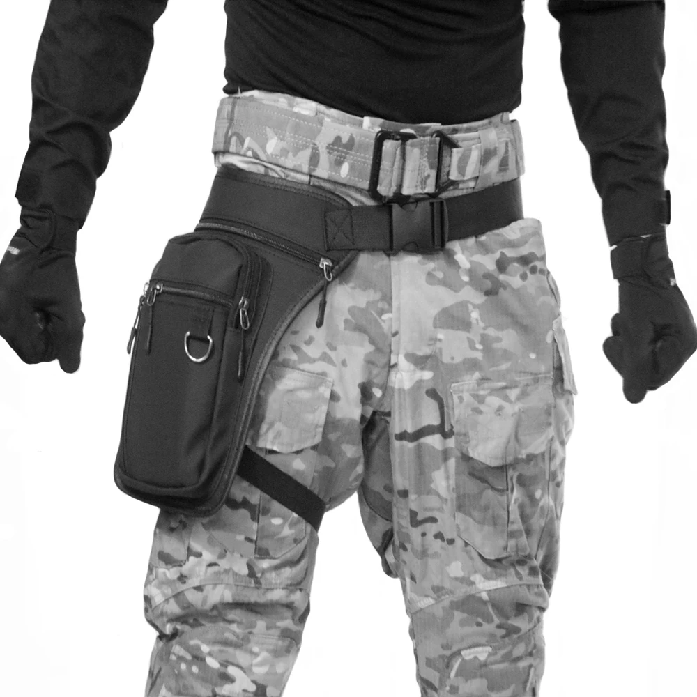 Bolsa para el muslo de cintura de Color sólido para hombre con diseño de correa desmontable, bolsa deportiva multifuncional con diseño de cremallera impermeable, para exteriores - imagen 3