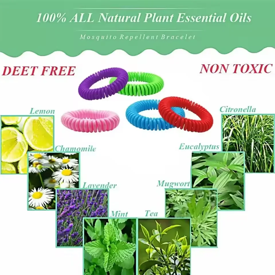 1-10 pulseras repelentes de mosquitos de citrella a base de plantas, impermeables, sin DEET, naturales para protección al aire libre de niños/adultos - imagen 5