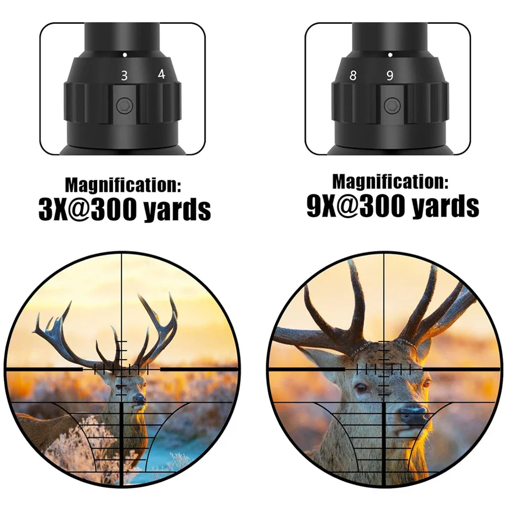 Mira telescópica táctica 3-9x40EG, Combo láser rojo, alcance óptico iluminado rojo y verde, mira Mil-dot para caza Airsoft para riel de 11/20mm - imagen 3