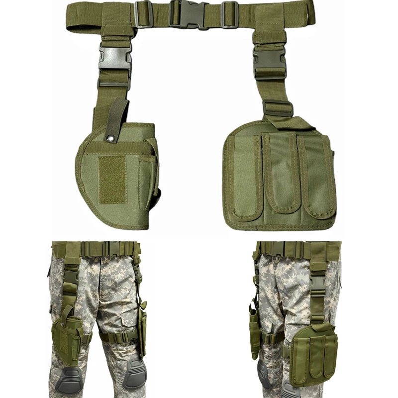 Funda táctica para muslo Tornado para pistola G17 M9 Colt 1911, funda militar para mano derecha con bolsa para revistas