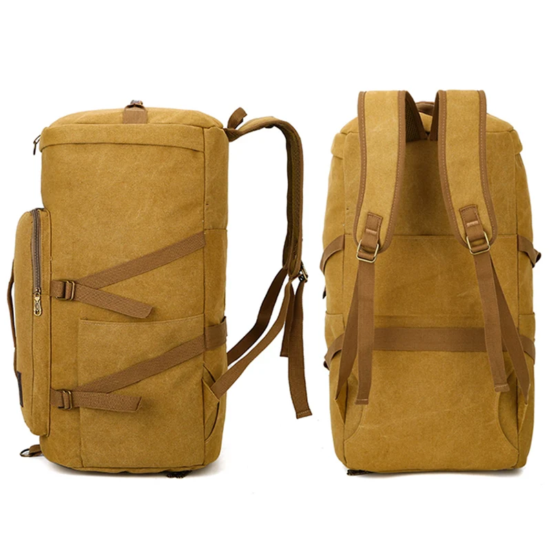 Bolso de viaje grande de lona para hombre, mochila de gimnasio para montañismo, bolso de cubo para equipaje masculino, bolsos de hombro para acampar, bolso de mano para mujer - imagen 5