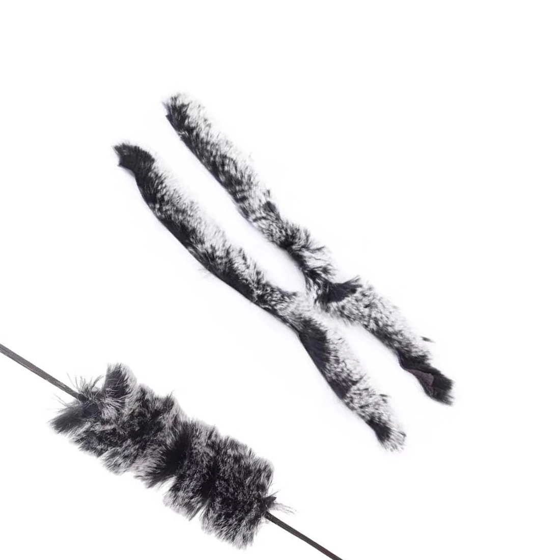 Silenciador de cuerda de arco de tiro con arco, 2 piezas, gris-negro, amortiguador de pelo de conejo suave, estabilizador de cuerda de arco DIY para arco recurvo LongBow - imagen 2