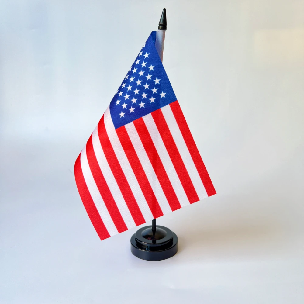 Bandera de escritorio de oficina de 14x21cm de Estados Unidos, bandera americana de EE. UU., bandera colgante estándar de poliéster