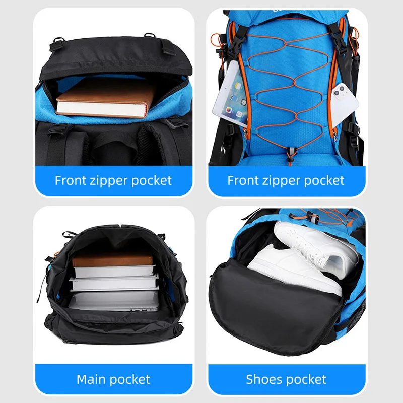 Mochila GRANDE impermeable para acampar al aire libre, táctico de 65L bolso de hombro, ideal para viajes, deportes, senderismo, escalada, Trekking y montañismo - imagen 5