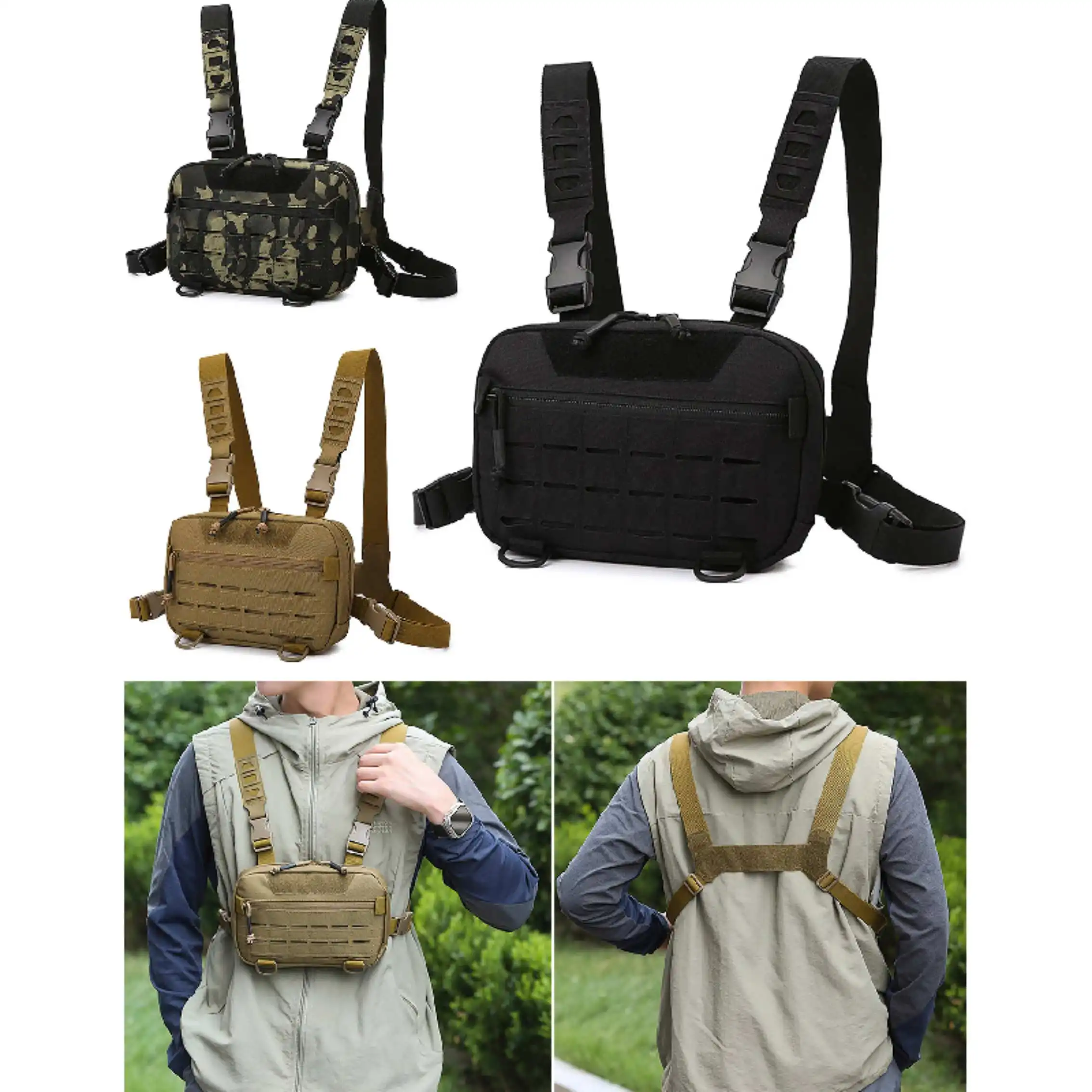 Nuevo bolso táctico Molle para hombre, bolsa de pecho para deportes al aire libre, chaleco de viaje, senderismo, caza, mochila, bolsas de pesca y ciclismo - imagen 2