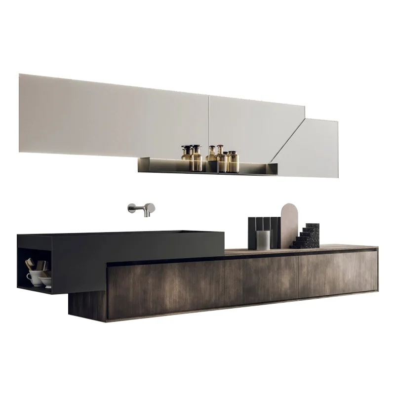 Nueva placa de roca ligera de lujo, lavabo integrado para lavar a mano, lavabo montado en la pared de piedra Artificial personalizado, plataforma inferior - imagen 5