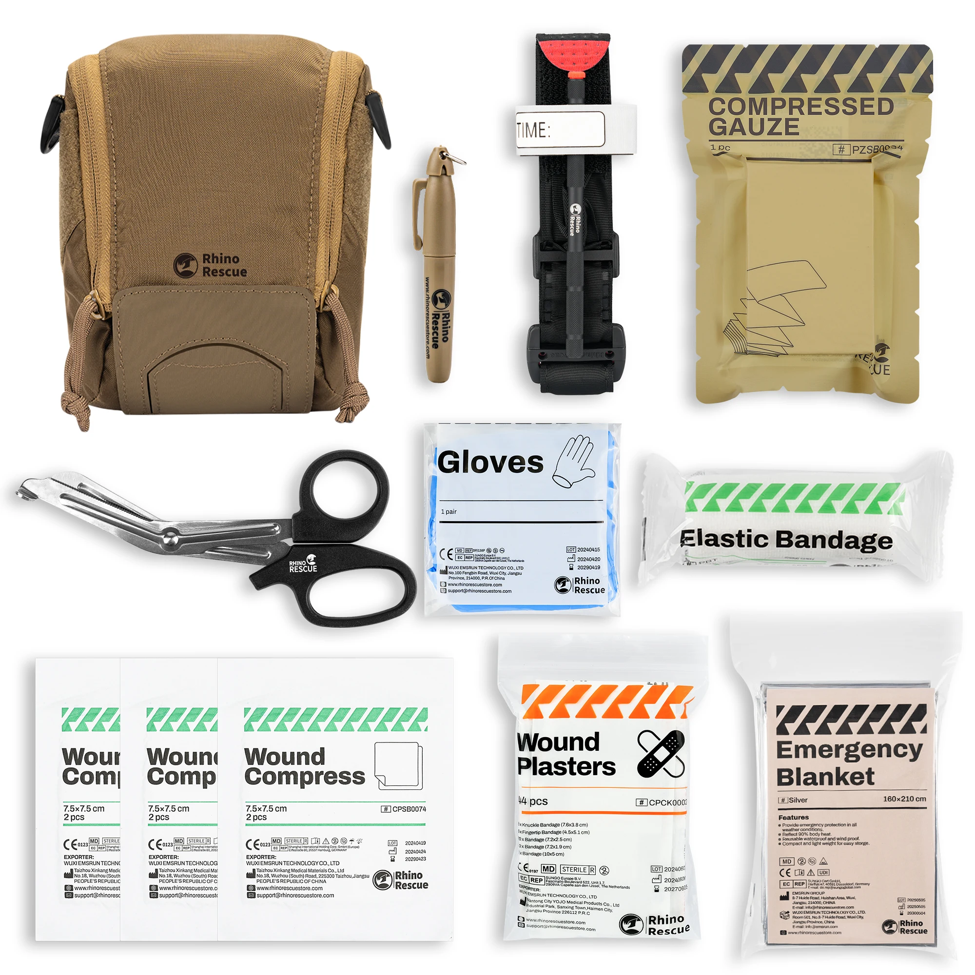 Kit IFAK táctico RHINO RESCUE MOLE – Torniquete y gasa MOLLE