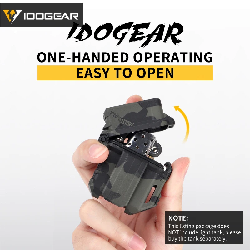 IDOGEAR-carcasa de encendedor de aceite táctico Molle para Zippo, carcasa de contenedor de armadura de encendedor anticaída para tanque interno, Camo Airsoft, Caza militar - imagen 3