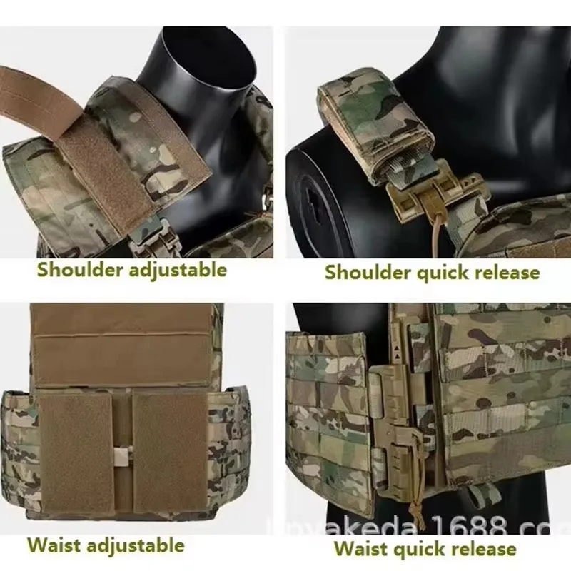 Chaleco portador de placa YAKEDA, bolsas para revistas Molle de nailon 1000D de liberación rápida, Chaleco táctico de caza - imagen 4