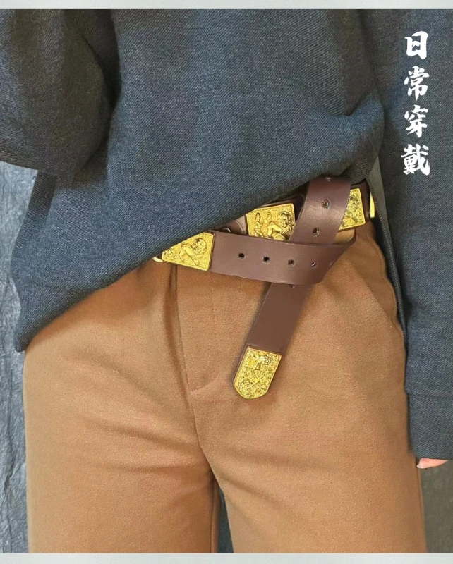 Cinturón de cuero con decoración de Metal, accesorios de estilo chino, armadura Hanfu - imagen 2