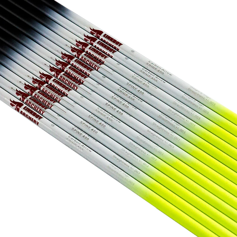 Linkboy-flechas de carbono puro para tiro con arco, 12 piezas, eje id6.2 mm, inserto y puntas de 75gr para arco compuesto, accesorios de caza - imagen 4