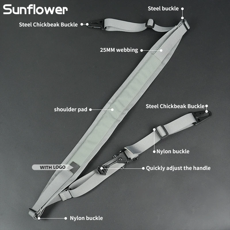 Hombreras tácticas de acero de 2 puntos, accesorios de equipo de eslinga, correas ajustables para equipo de tiro, correas de hombro aceptables de 10kg - imagen 5