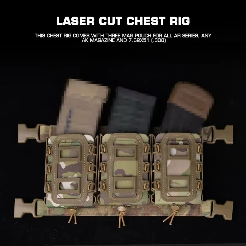 Plataforma de pecho cortada con láser con bolsa Triple Mag, chaleco colgante de pecho MOLLE ligero, accesorios de caza - imagen 3