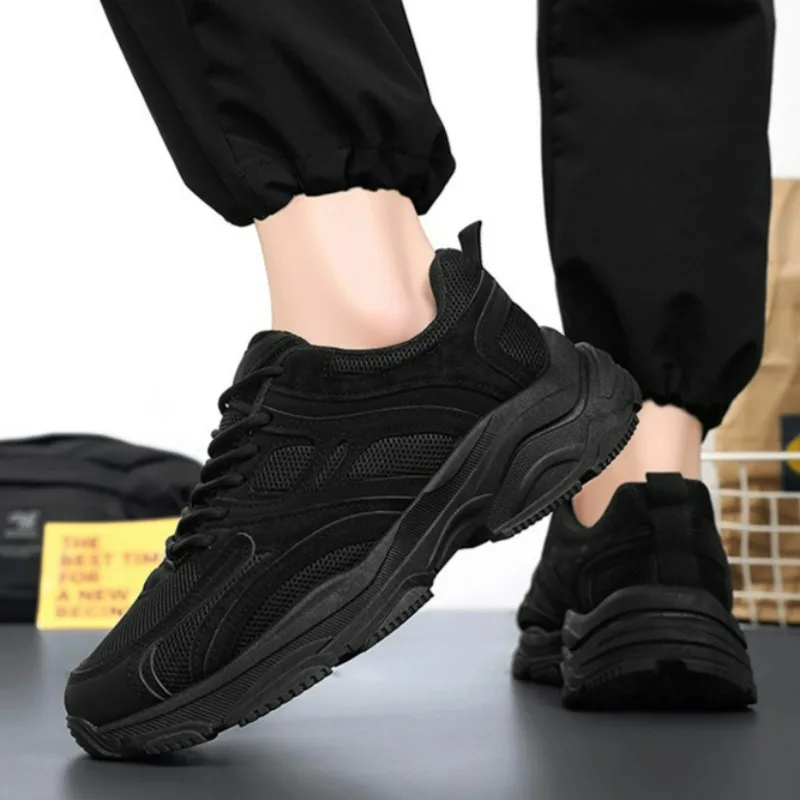 Zapatillas de correr para hombre, calzado informal de moda, color negro, resistente al desgaste, plataforma antideslizante, zapatillas deportivas para hombre, zapato de trabajo al aire libre de calidad - imagen 4