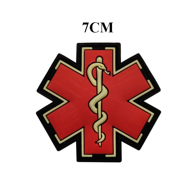 Parche de PVC con Gancho y Bucle de la Varita de Asclepio, Parches de Accesorios Médicos, Insignia Moral para Exteriores, Insignia Táctica para Ropa - imagen 2