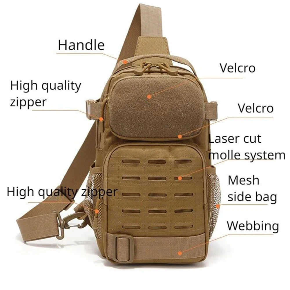 Bolso de hombro para deportes al aire libre para hombres, mochila Molle Assault Range, bolsa de pecho sólida impermeable para viajes, senderismo - imagen 5