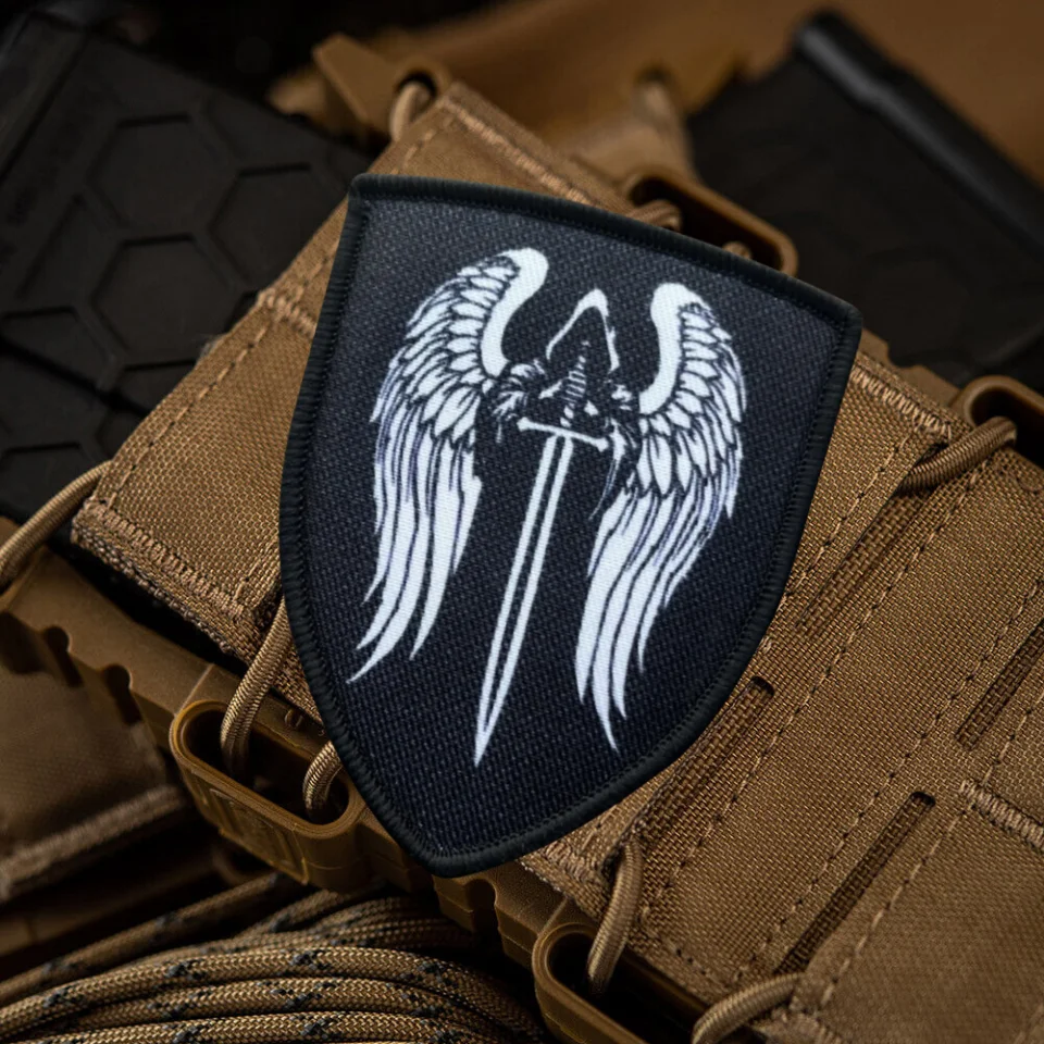 Parche táctico de Ángel puniente, emblema de gancho y bucle impreso, insignia de moral militar, brazalete, pegatinas para mochila - imagen 5