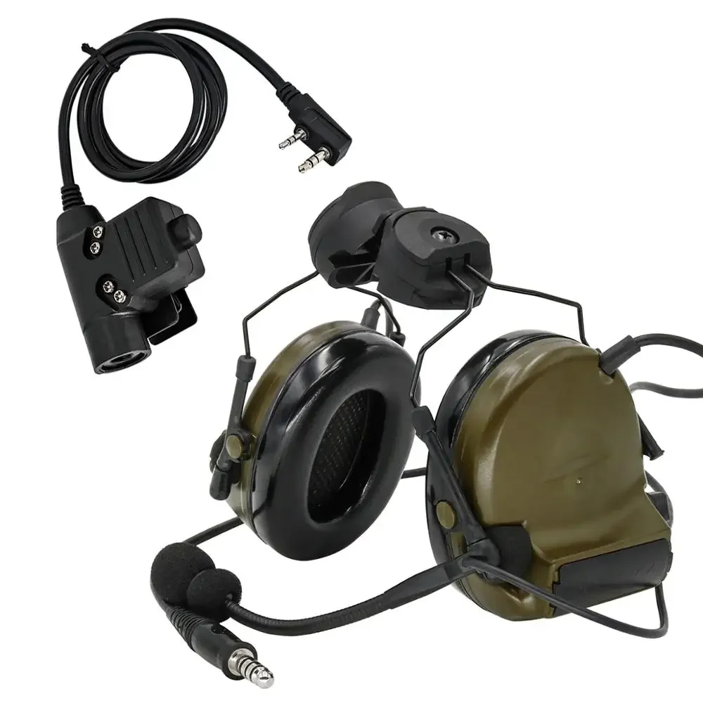 TacticalCII casco soporte versión auriculares pastilla reducción de ruido protección auditiva auriculares tácticos FG + U94 ken 2 pin ptt - imagen 2