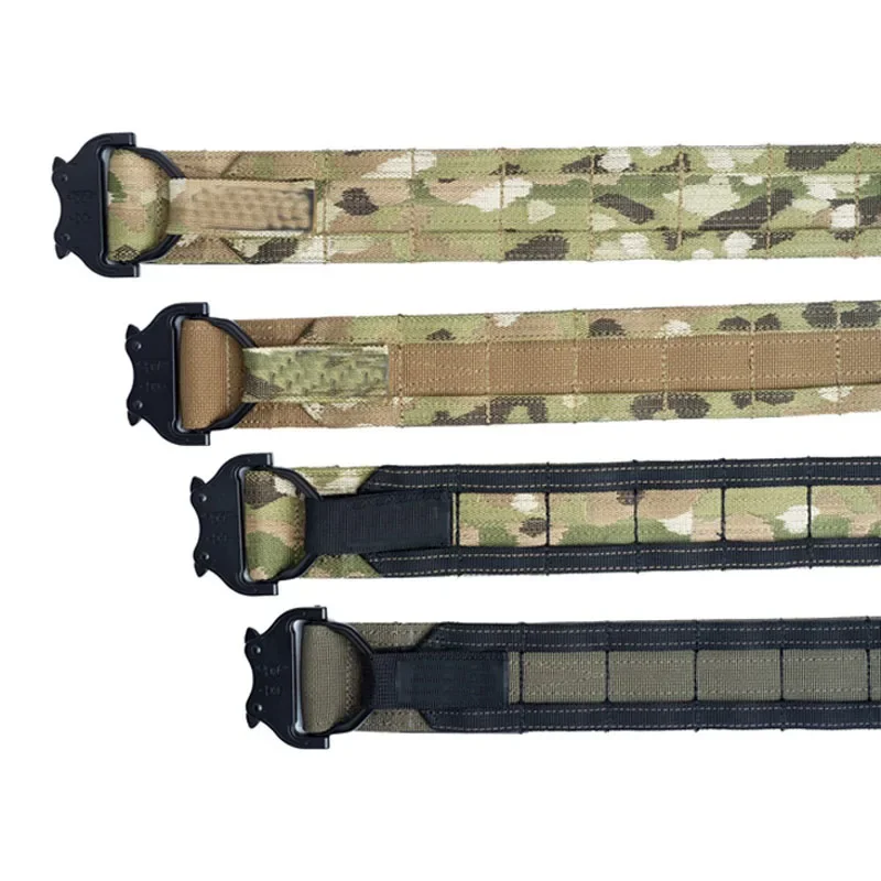 Cinturón de estilo táctico de dos capas, hebilla de Metal de liberación rápida, Molle, para caza y Airsoft, 1,75 pulgadas y 2 pulgadas - imagen 3