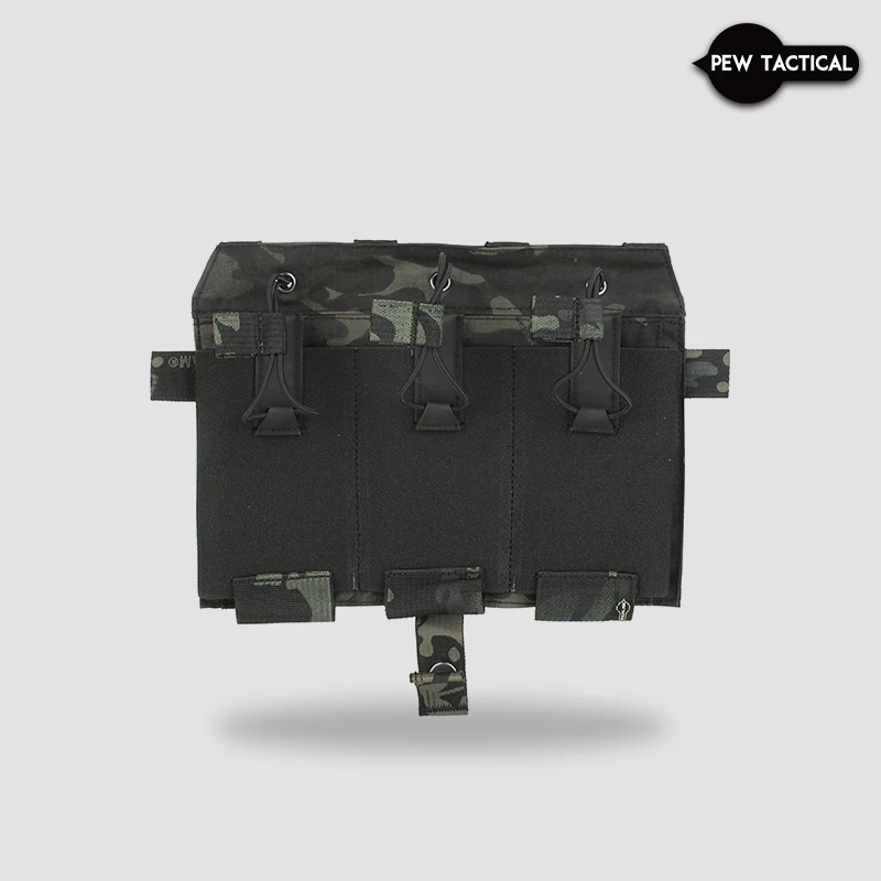 PEW TACTICAL Elastic Triple Mag Pouch 556 Magazine Front Panel Hunting Placard Hook And Loop SPC JPC Plate Carrier Airsoft FP19 - imagen 5
