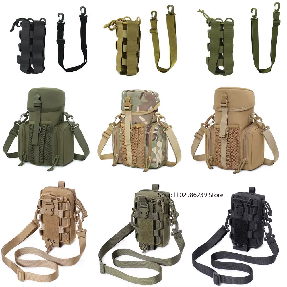 Bolsa táctica MOLLE portabotellas EDC para camping y senderismo