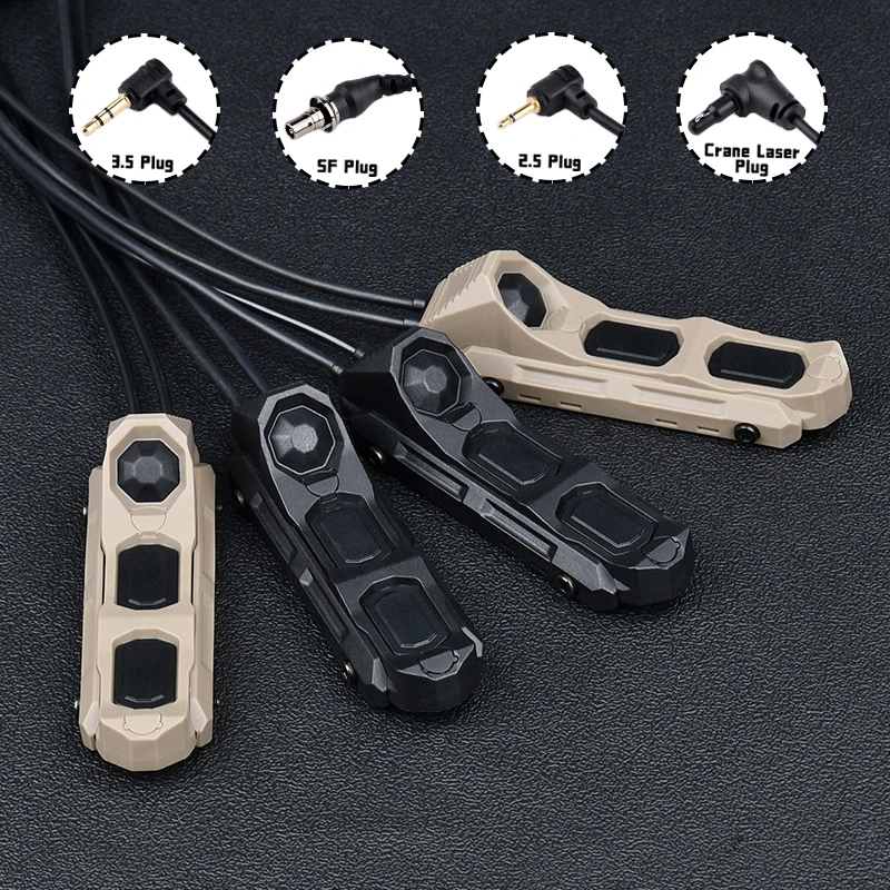 Airsoft Axon función Dual interruptor de presión botón remoto cola PEQ-15 DBAL-A2 M300 M600 linterna arma luz Compatible Mlok