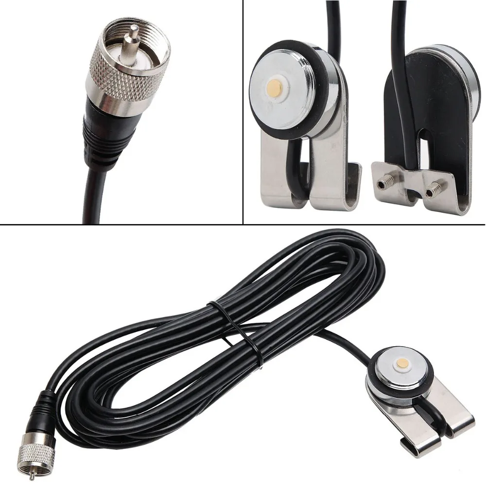 ABBREE NA-37 NMO antena VHF conector de PL-259 de alta ganancia RG-58U 5M/16 con soporte de Base para Radio móvil QYT TYT Baofeng WouXun - imagen 2