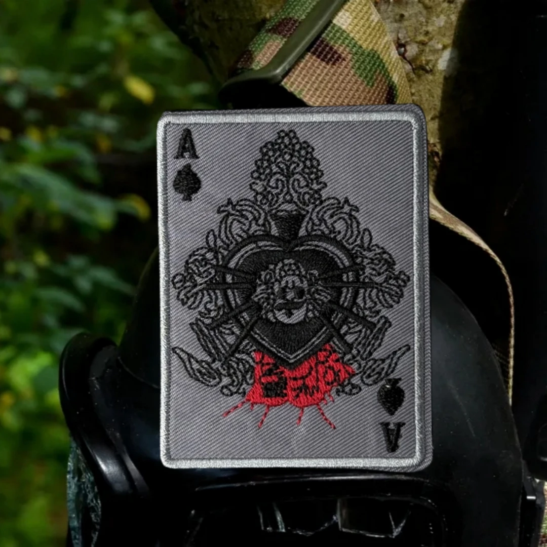 Parche del ejército Ace para juego de cartas, insignia de moral táctica, parches bordados de gancho y bucle para ropa, pegatina de equipo militar - imagen 3