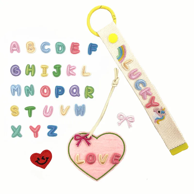 26 uds/pequeño A ~ Z alfabeto de colores letras en inglés pegatinas para ropa, apliques de tela hierro en parche bordado suministros de costura - imagen 2