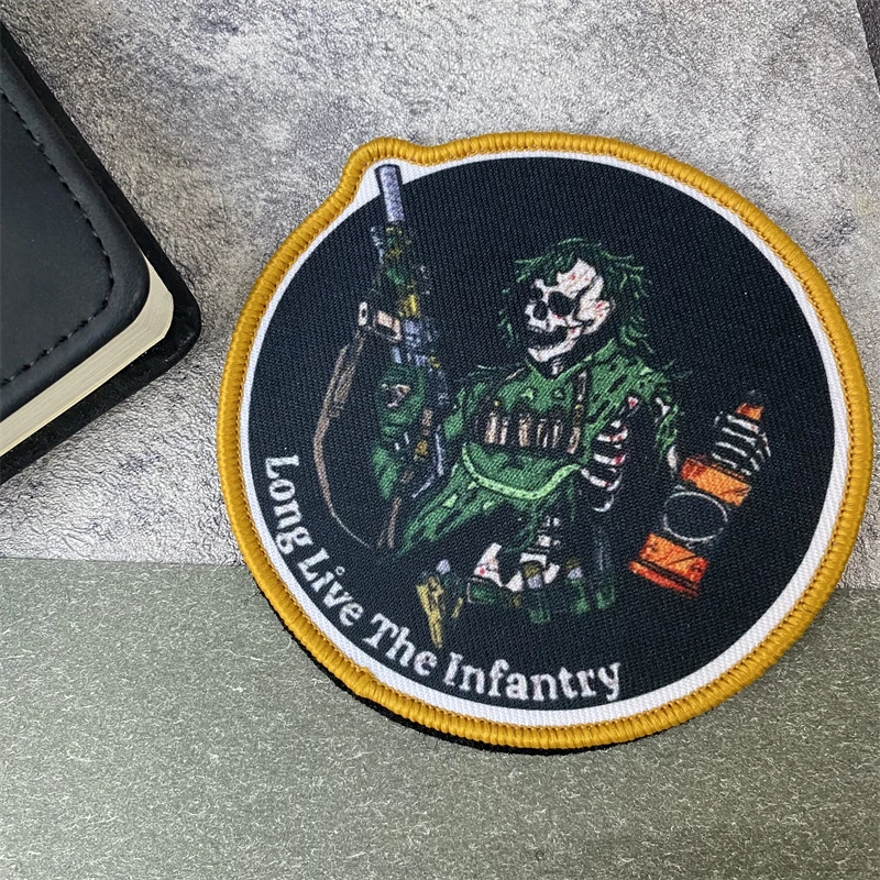 Parche táctico de Long Live The Infantry, insignia de moral de soldado de calavera, impresión de gancho y bucle, mochila militar, pegatina de muerte - imagen 3