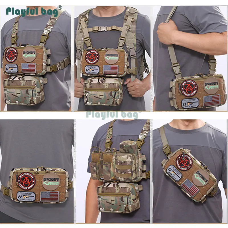 Bolsa de pecho táctica para exteriores, chaleco funcional MOLLE, chaleco deportivo de camuflaje, bolsa, equipo de viaje de caza AVA110 - imagen 5