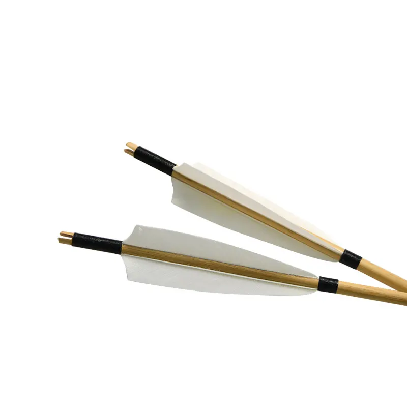 Flecha de madera de 31 pulgadas, 6/12 piezas, tiro con arco blanco, 5 pulgadas, pluma de pavo, ranurada OD 8mm para arco tradicional, práctica de tiro con arco largo - imagen 4