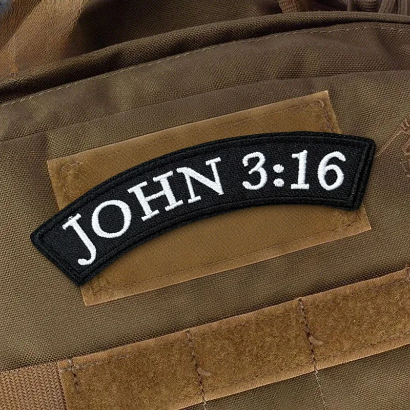 JOHN 3:16 parche bordado basculante BIBLE Jesús insignia de moral táctica parches de bucle de gancho brazalete militar pegatinas para mochila