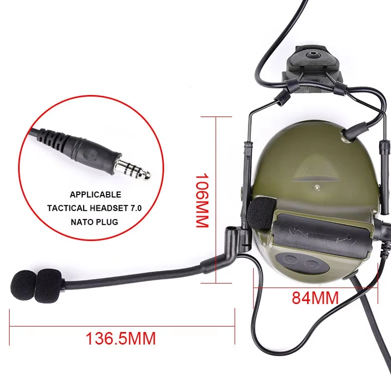 WADSN C2 orejeras de tiro casco táctico auriculares Protector auditivo electrónico caza auriculares con reducción activa de ruido - imagen 5