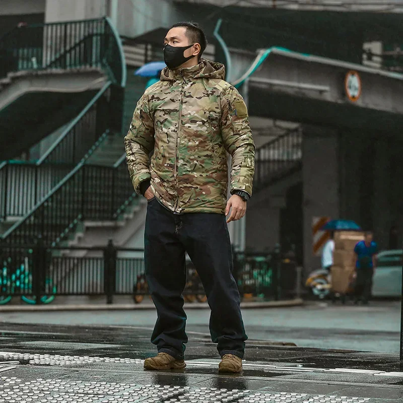 Chaqueta táctica para hombre, abrigo militar cálido a prueba de viento para invierno, caza al aire libre, senderismo, Emersongear, mezcla de algodón de zorro Polar con capucha - imagen 4