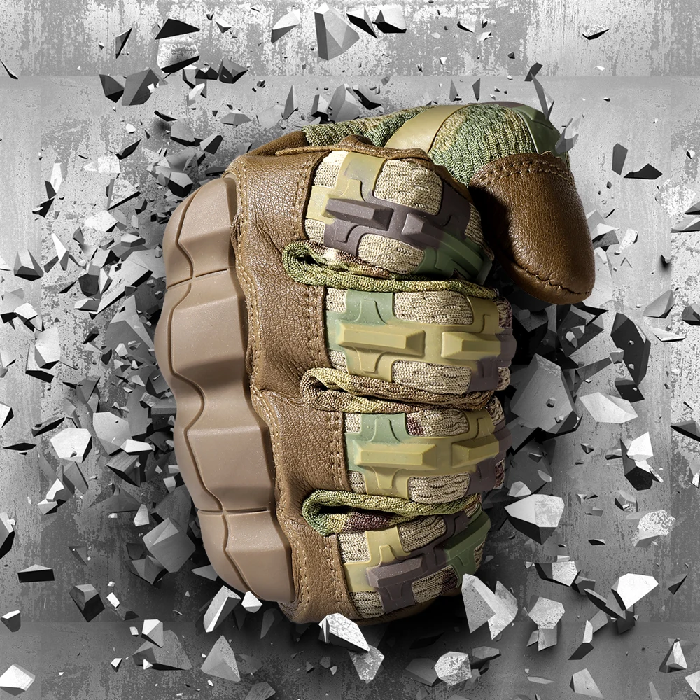 Guantes tácticos de cuero para ciclismo, equipo de protección para deportes al aire libre, Airsoft, caza, tiro, senderismo, bicicleta - imagen 5