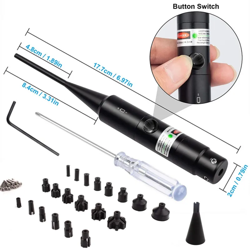 Kit de mira de orificio con 12 adaptadores compatibles con calibres de.17 a 12GA Láser rojo y verde para Scope Zero - imagen 2