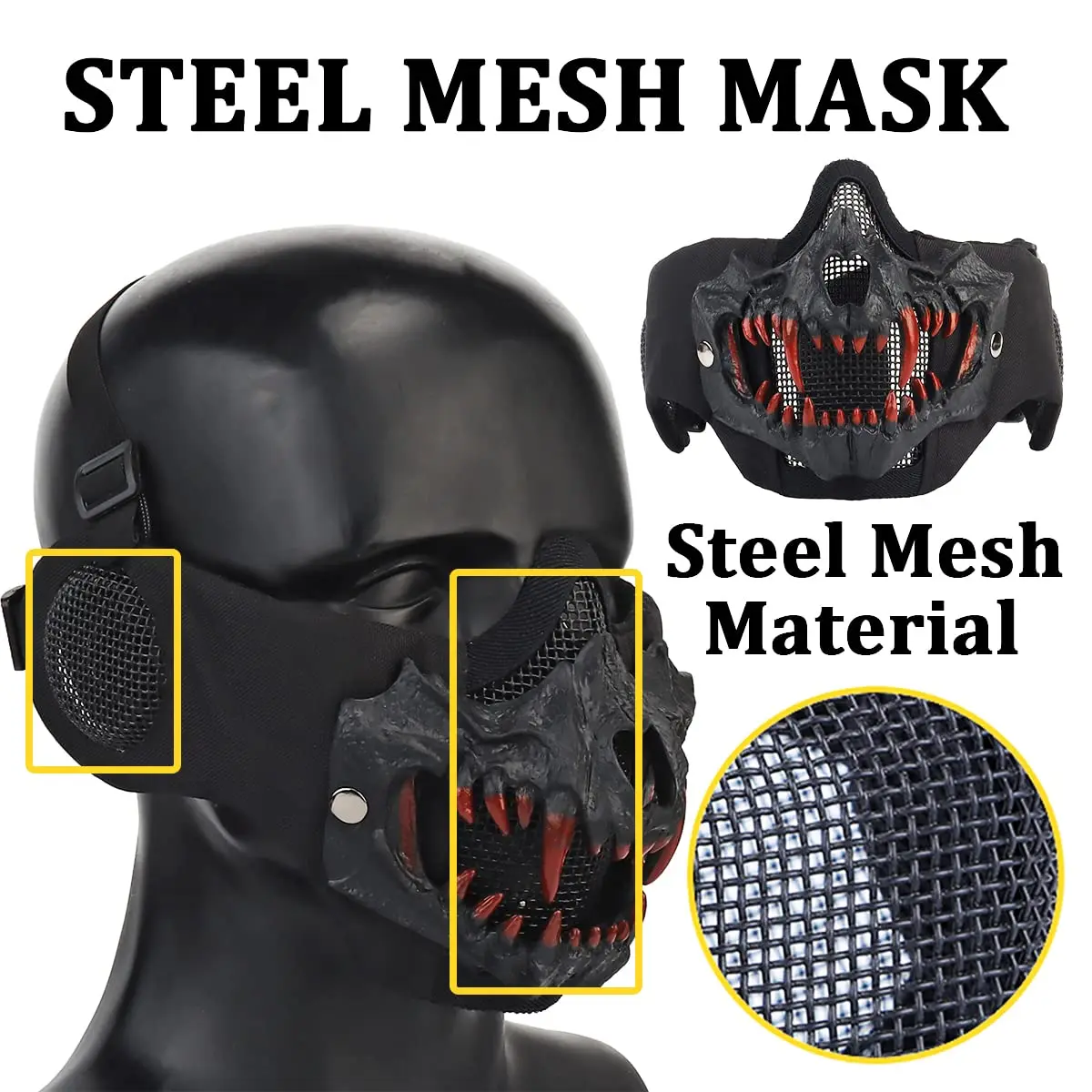 Casco Militar Airsoft con Gafas Tácticas Y Máscara de Malla de Acero (Con Protección para Los Oídos) Casco de Paintball Súper Grueso de 6 MM Para Tiro Al Aire Libre y Caza Entrenamiento BBS CQB - imagen 5