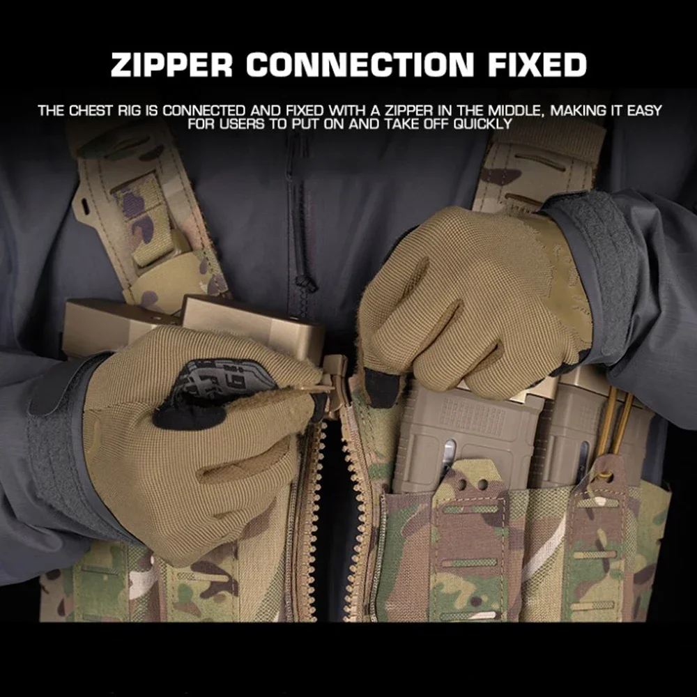 Chaleco de caza SF de nailon 500D para hombre, aparejos de pecho ajustables Molle H-harness, chaleco Airsoft ligero con bolsa para revistas M4 AR - imagen 3