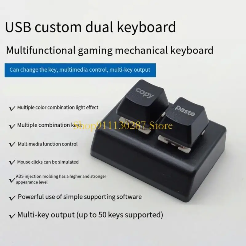 Mini teclado USB J1HC, teclado mecánico 2 teclas con cable USB retroiluminado en Color y función intercambio en caliente - imagen 2